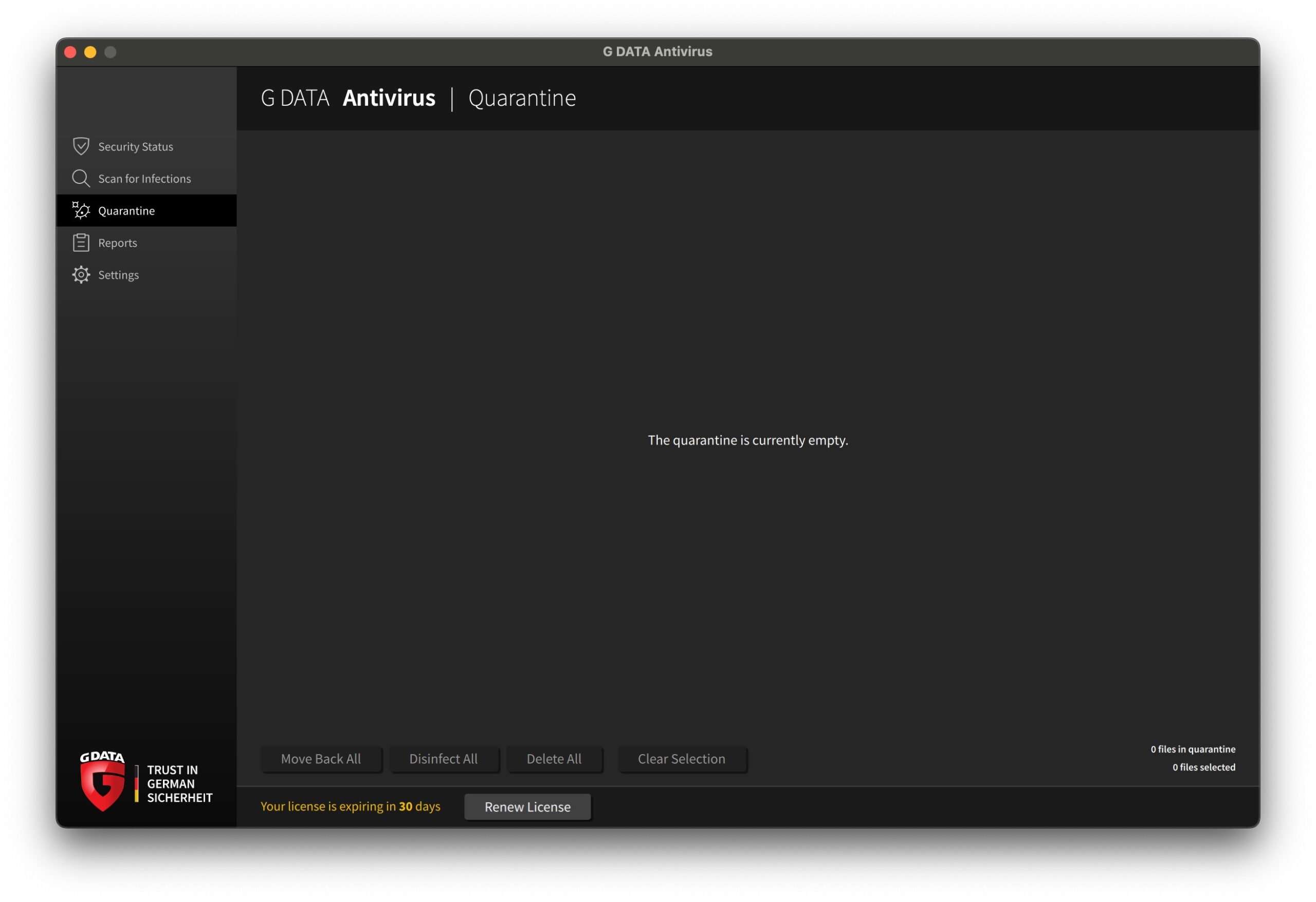 GData - Quarantine Menu
