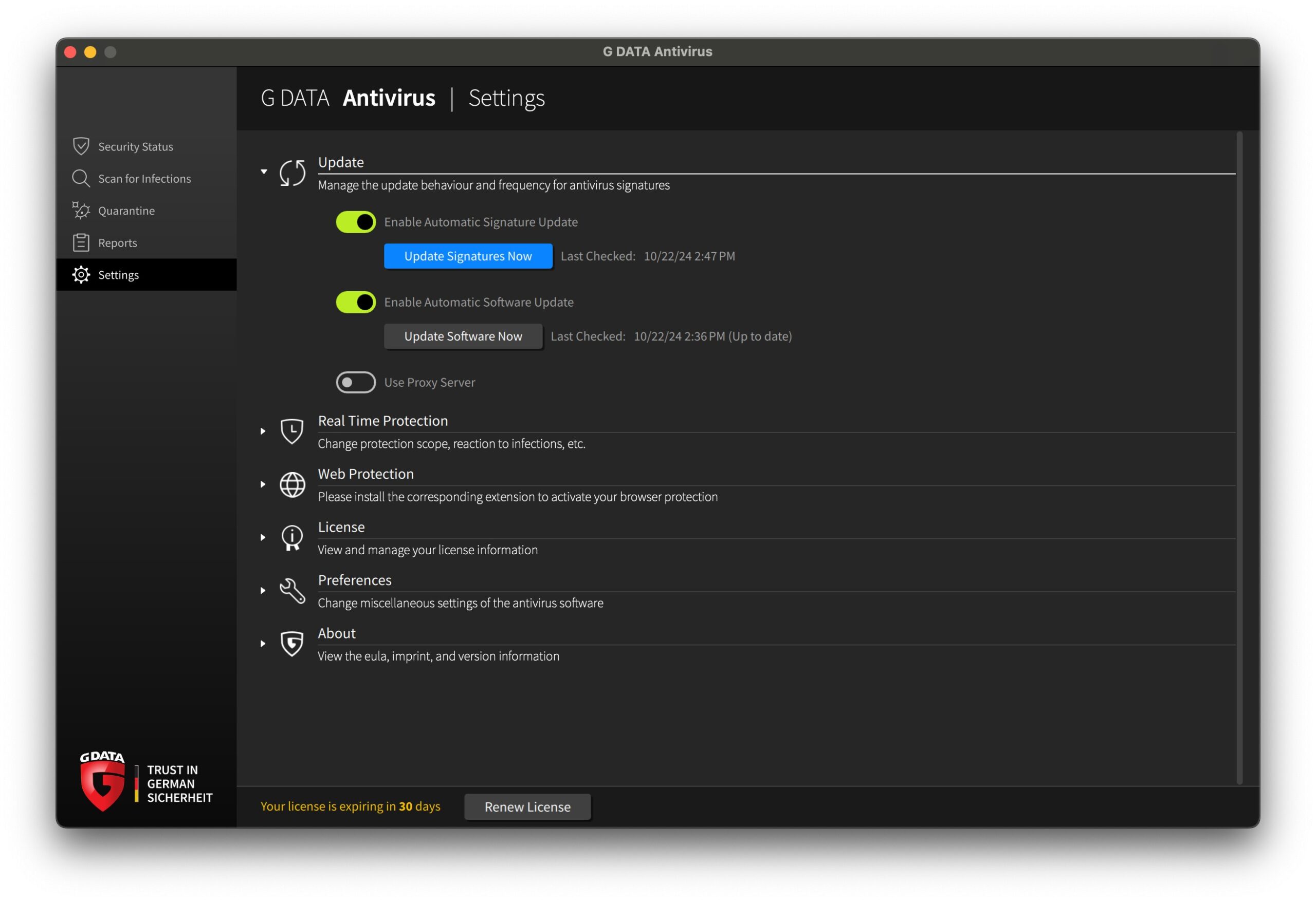 GData - Settings - Update