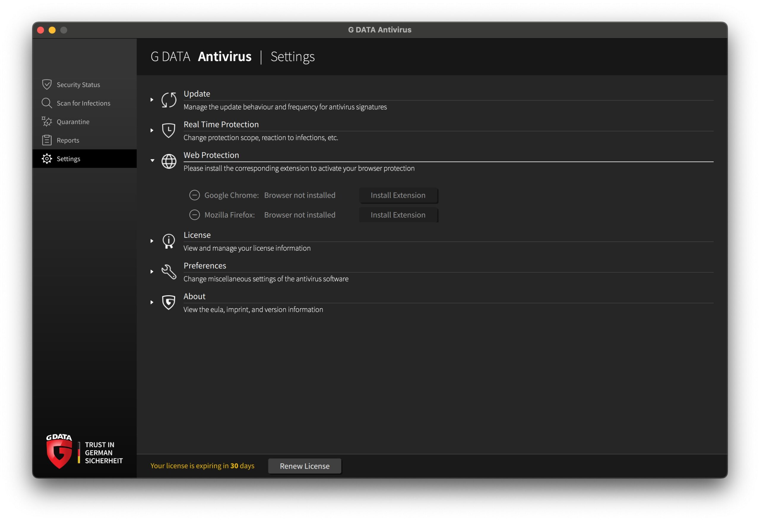 GData - Settings - Web Protection