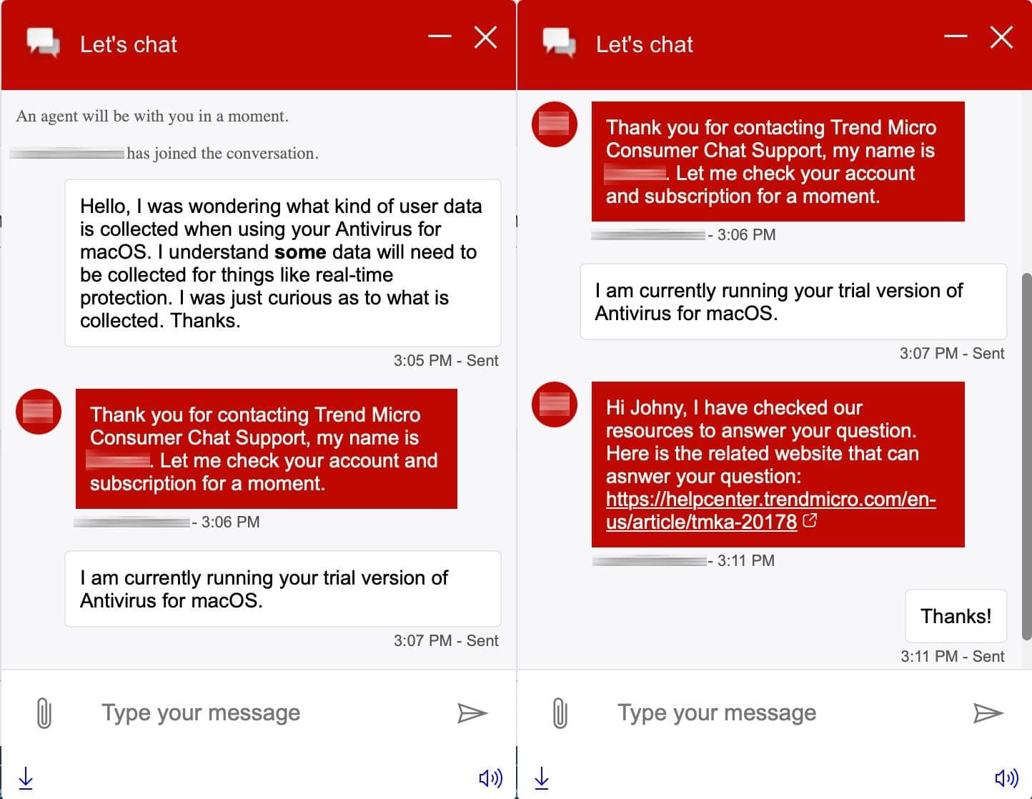 Trend Micro - Support Chat