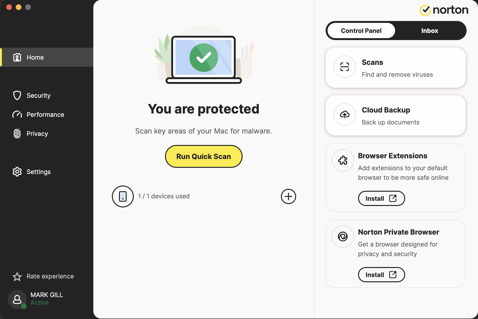 Norton 360 MacOS app