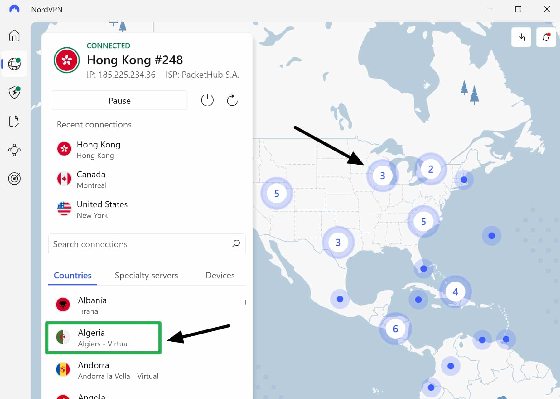NordVPN screenshot on Windows