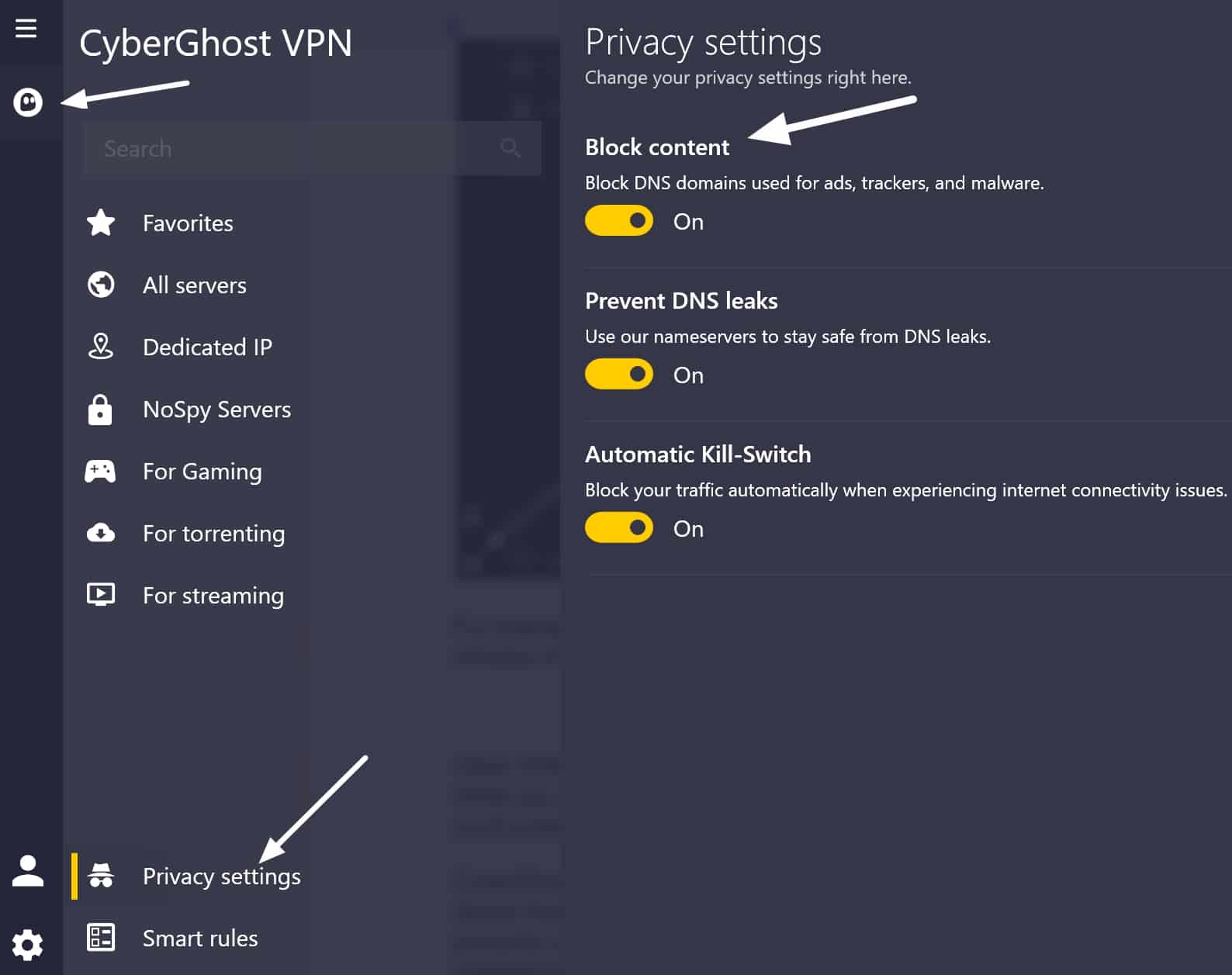 cyberghost ad and tracker blocking