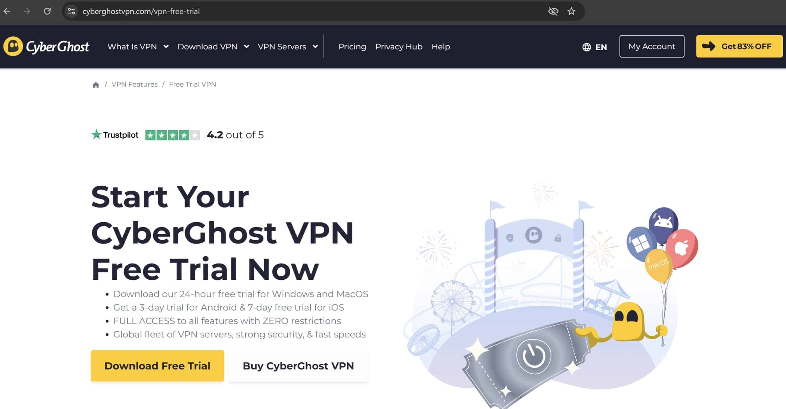CyberGhost free trial