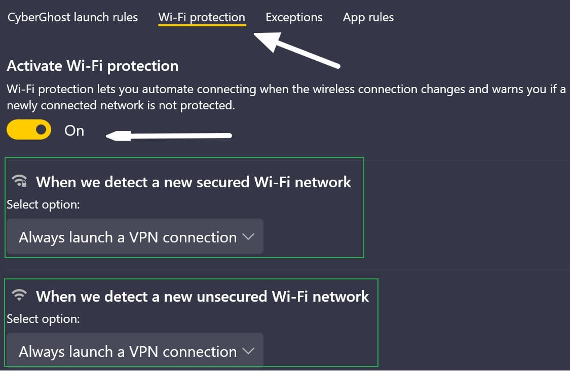 cyberghost wifi protection