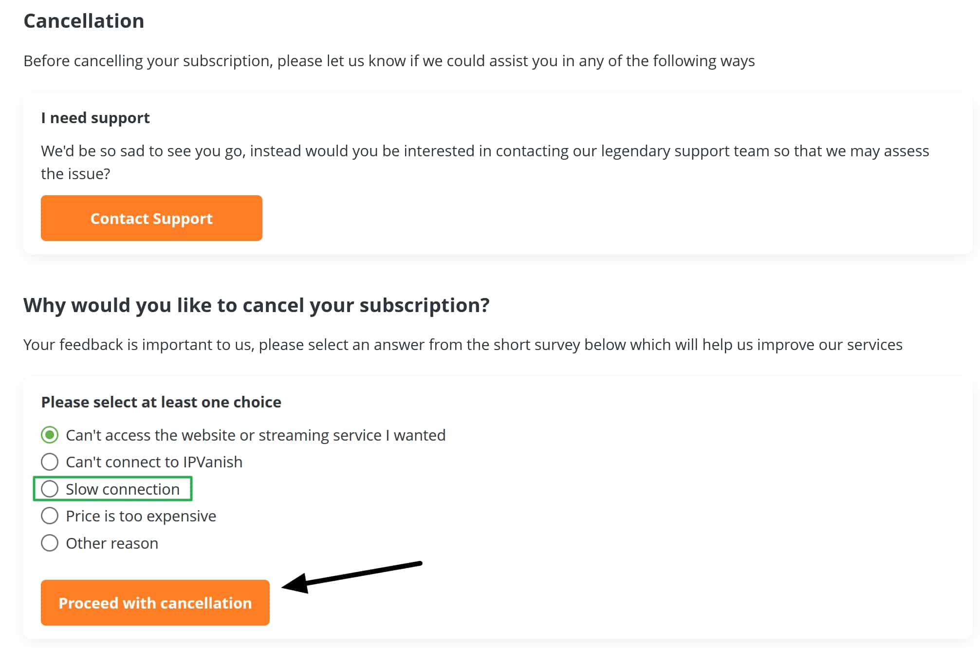 ipvanish account cancel