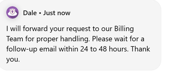 live chat refund request