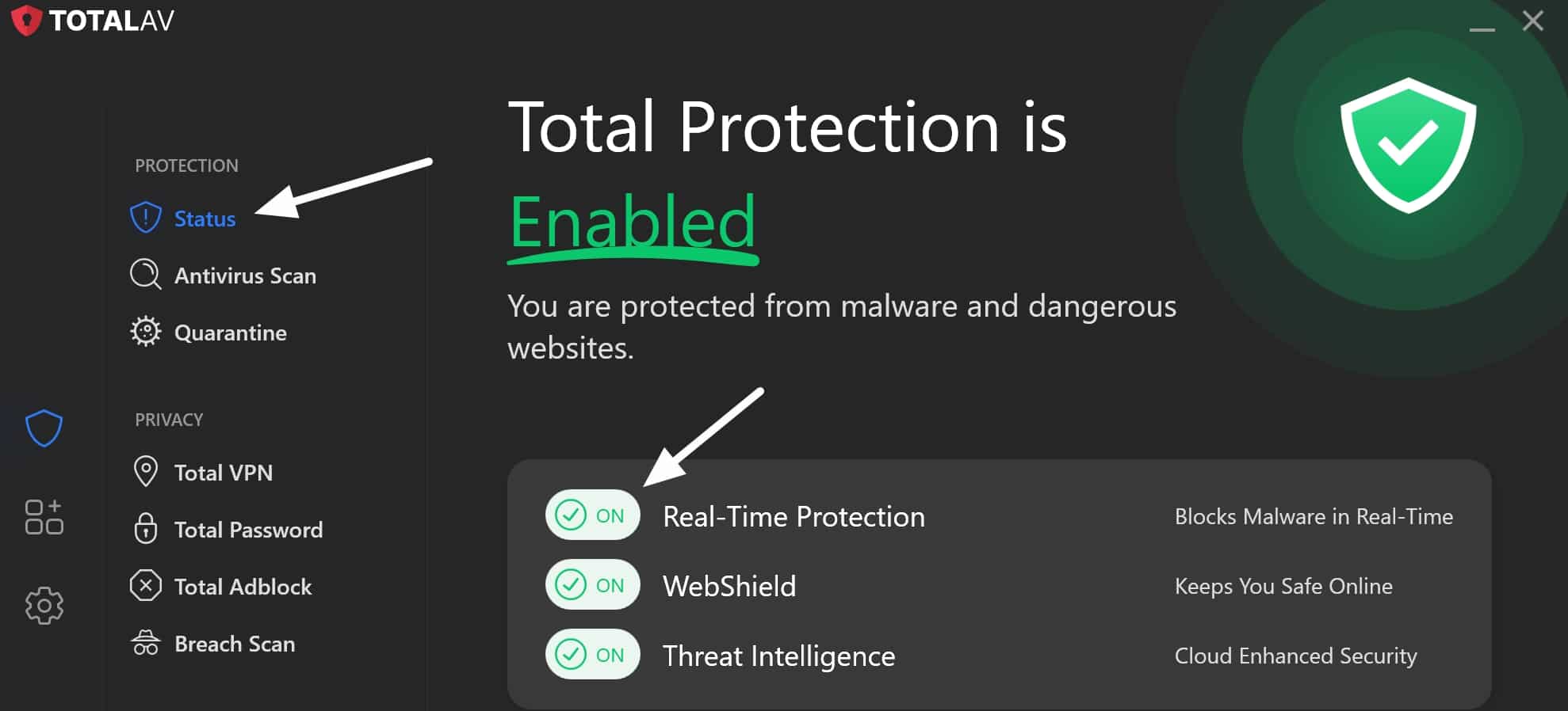 totalav activate real time protection