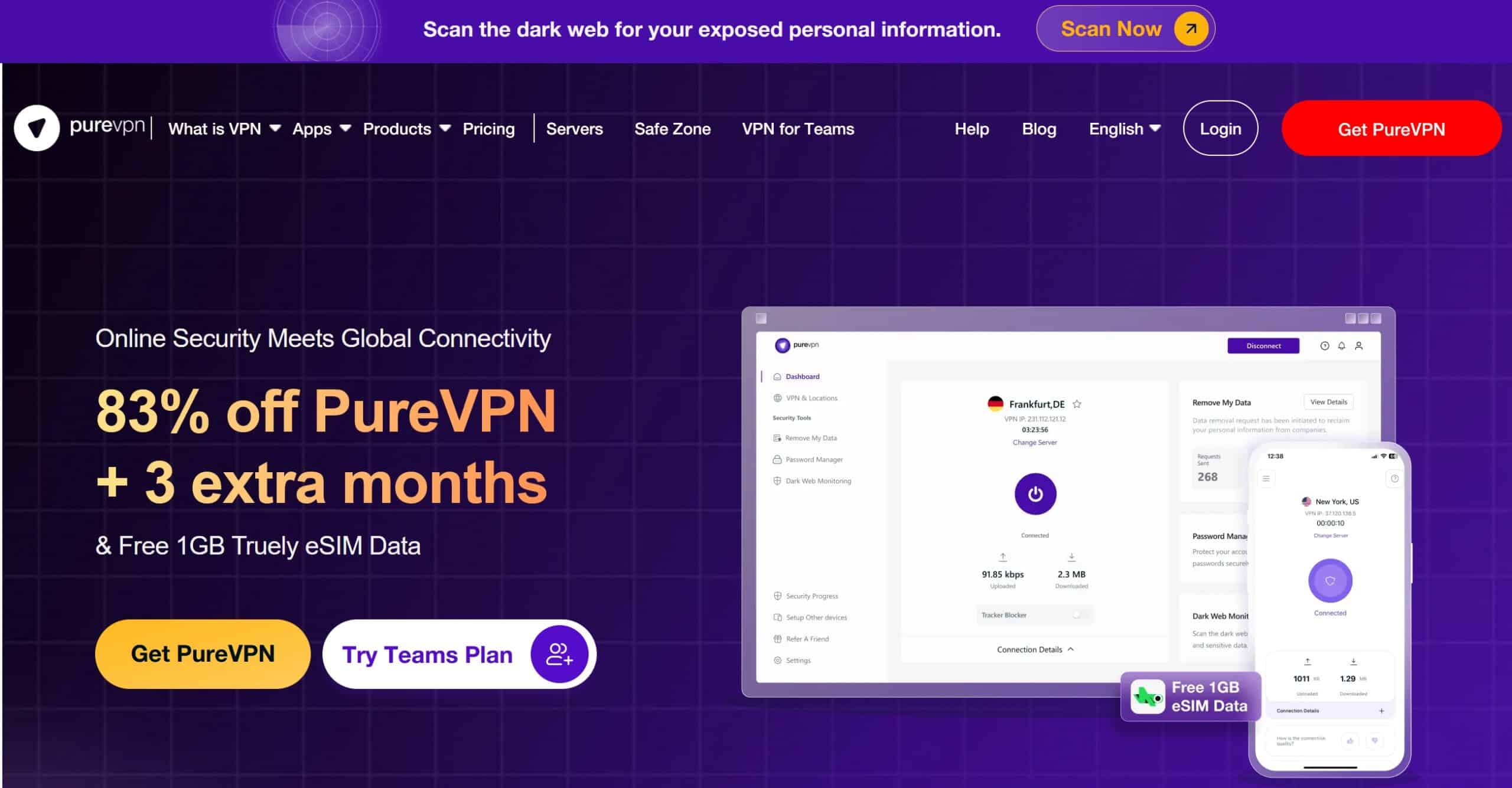 PureVPN review - Homepage