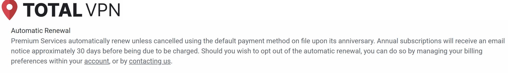 totalvpn automatic renewal explained