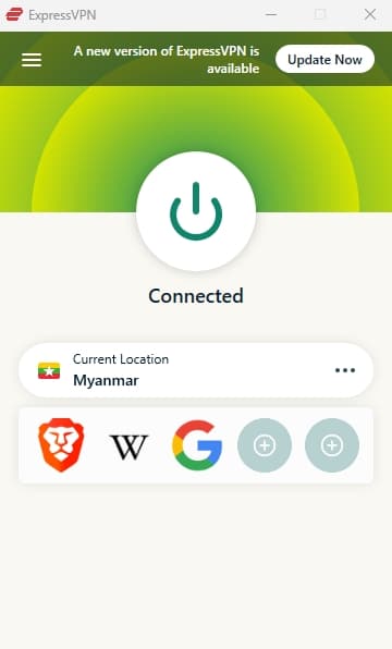 The ExpressVPN app.