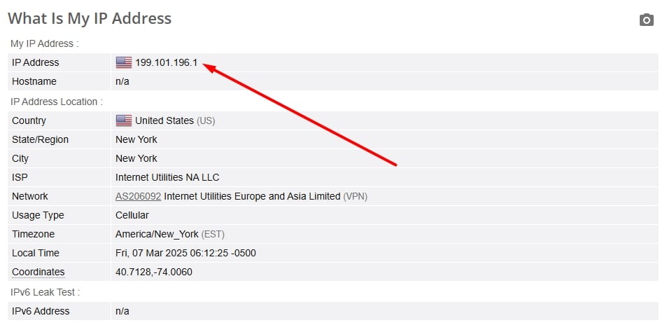 IP leak test.