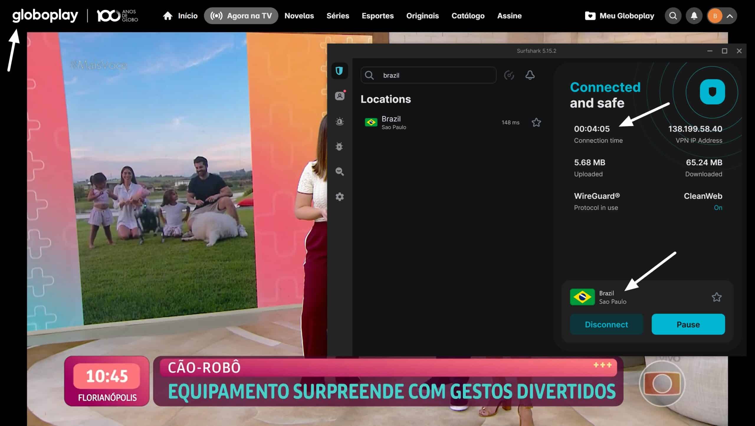surfshark globo play brazil