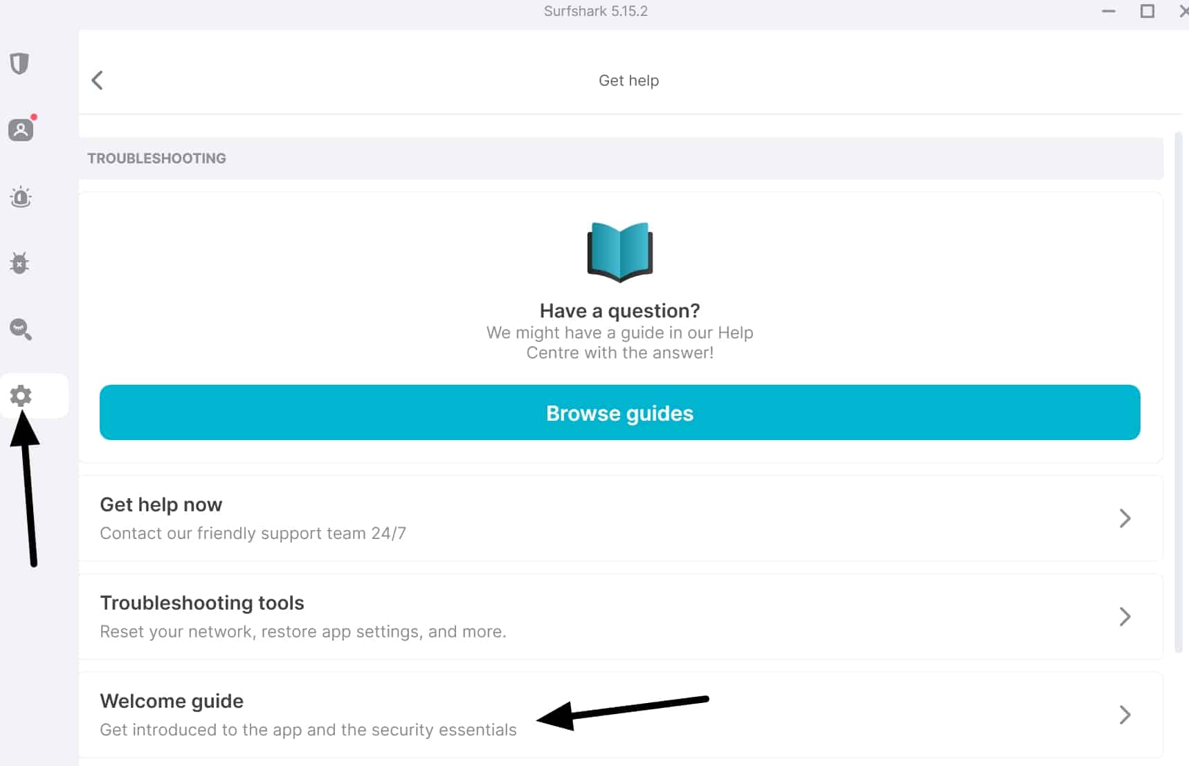 surfshark welcome guide menu