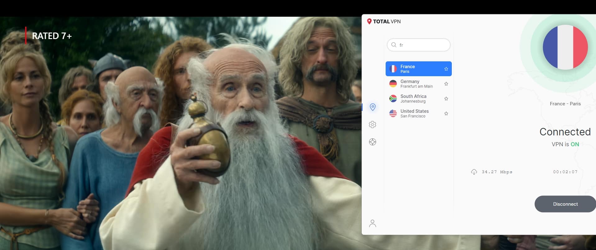 Streaming Netflix FR using Total VPN