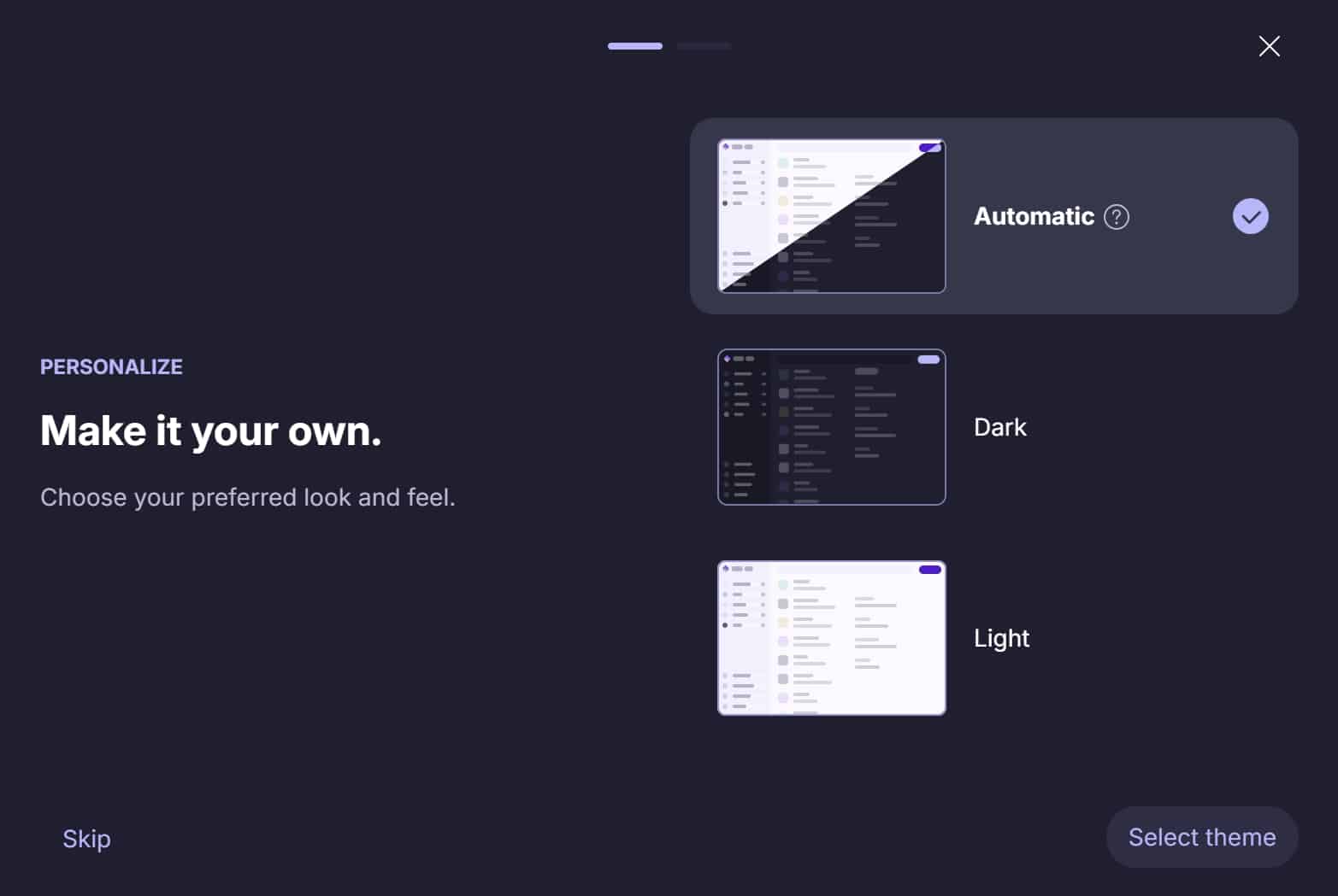 Proton Pass theme selection